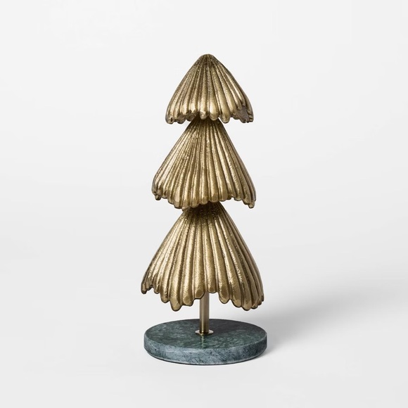 Large & Small Metal Christmas Trees with Marble Base Gold Threshold Studio McGee - Picture 6 of 7